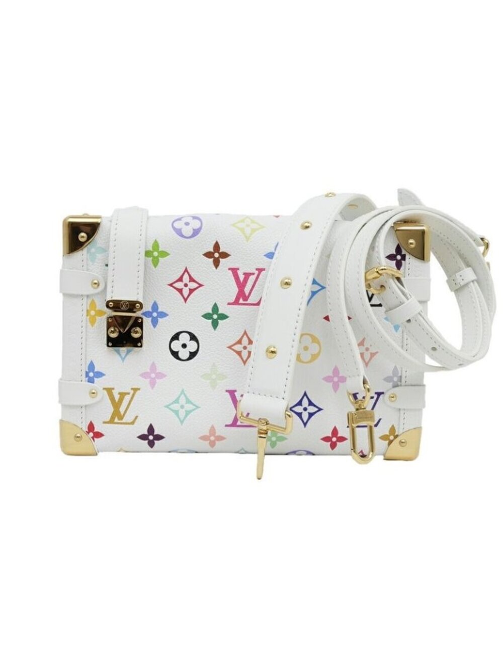 Louis Vuitton Side Trunk MM Takashi Murakami Shoulder Bag White